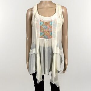 Matilda Jane Palisades Sleeveless Sheer Tunic Tank Top Women’s Sz M Boho
